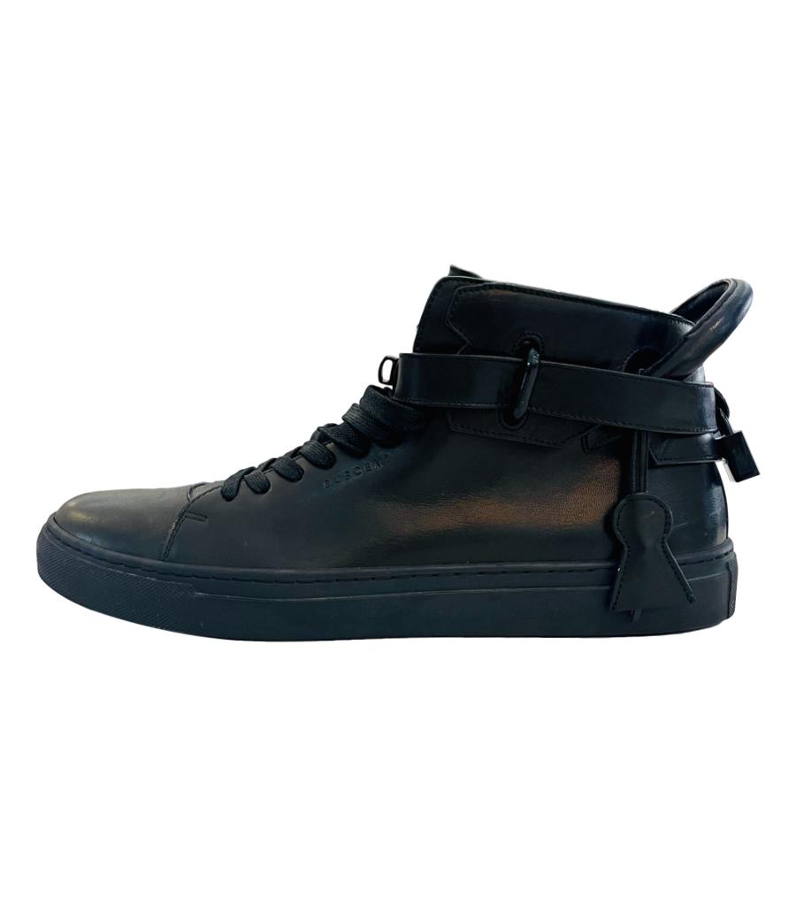 Buscemi Leather High Top Sneakers With Padlock Detail. Size 46