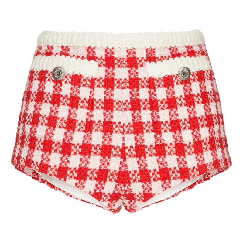 Miu Miu Gingham Wool & Cotton Shorts. Size 38IT