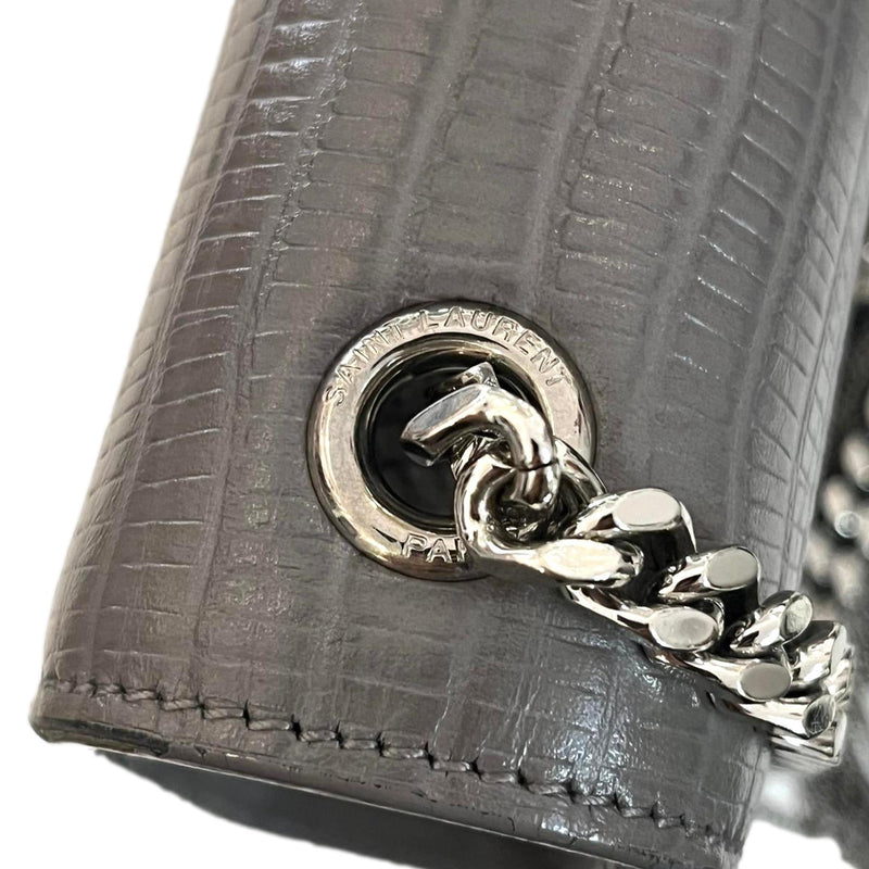 Saint Laurent Croc Embossed Leather Kate Tassel Shoulder Bag