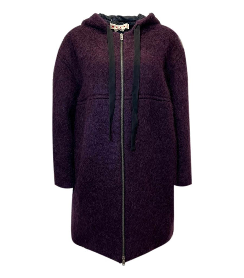 Marni Mohair & Virgin Wool Hooded Coat. Size 40IT