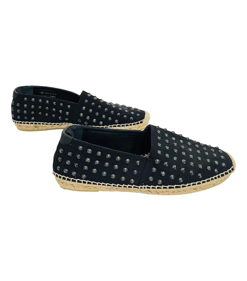 Saint Laurent Studded Canvas Espadrilles. Size 41.5