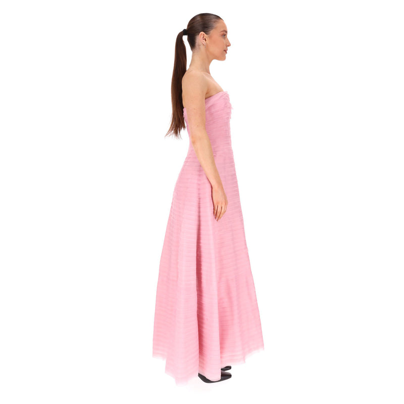 Aje Soundscape Strapless Layered Chiffon Gown. Size 10UK