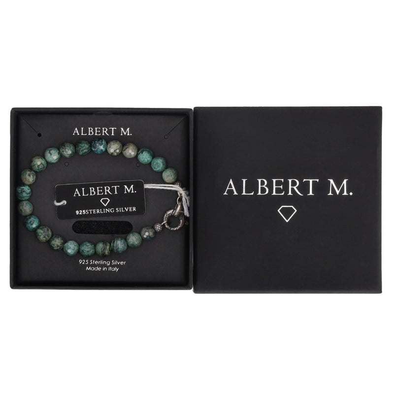 Albert M. Natural Stone Spheres Beaded 925 Sterling Silver Bracelet