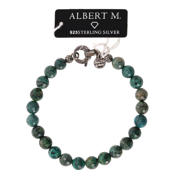 Albert M. Natural Stone Spheres Beaded 925 Sterling Silver Bracelet