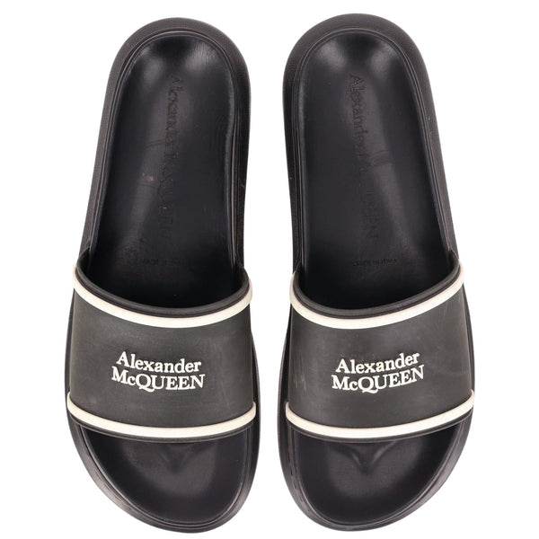 Alexander McQueen Logo Rubber Sliders. Size 42