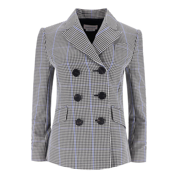 Alexander McQueen Double-Breasted Houndstooth Jacket. Size 38IT