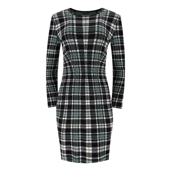 Alexander McQueen Plaid Check Fitted Wool Dress. Size M