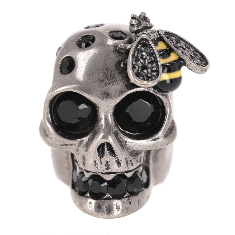 Alexander McQueen Skull Bee Embellished Crystal Ring