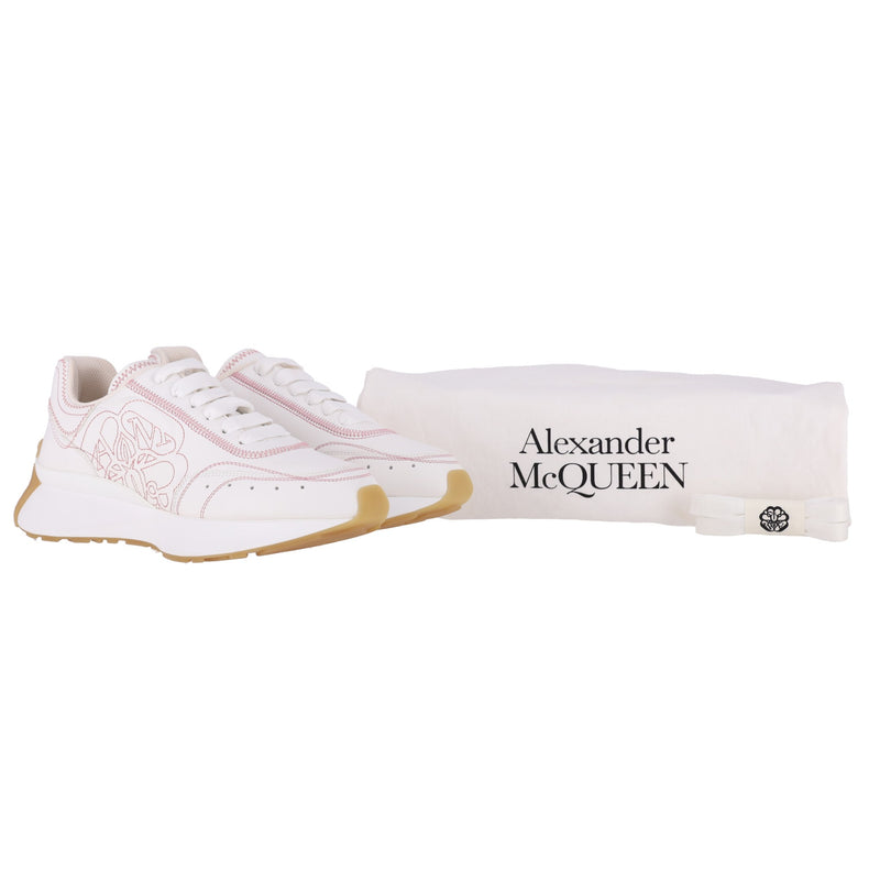 Alexander McQueen Sprint Runner Embroidered Leather Sneakers. Size 40