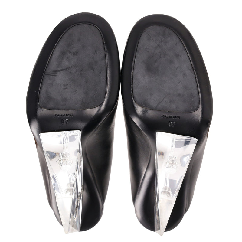 Alexander McQueen Leather Mules With Clear Geometric Heel. Size 40