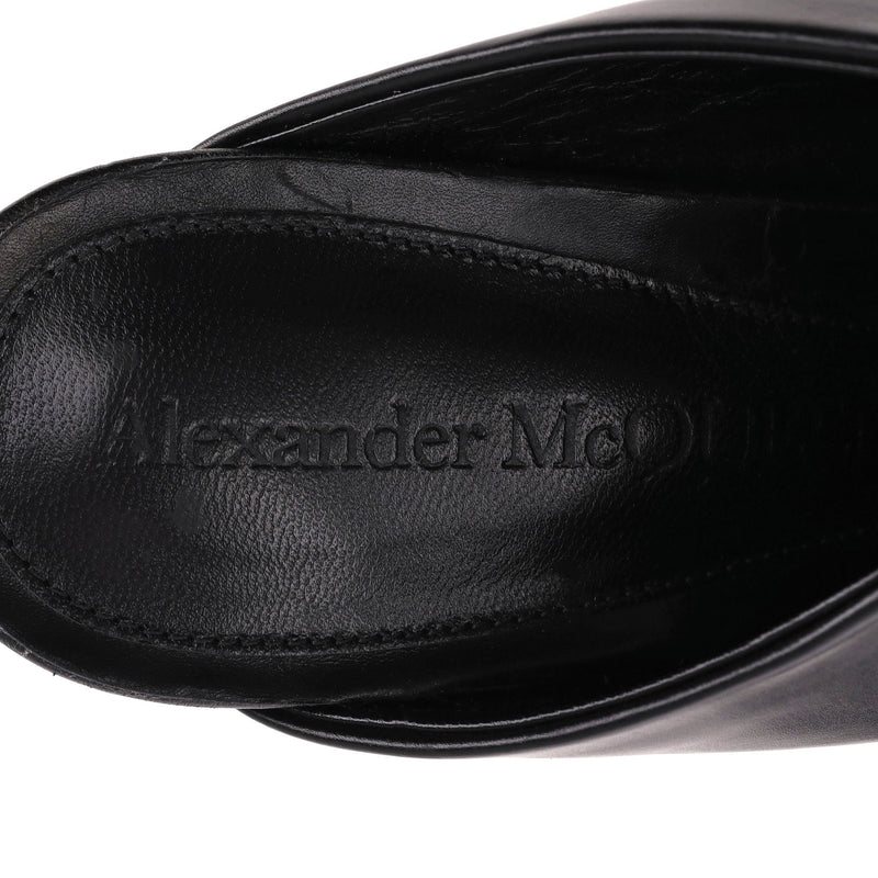 Alexander McQueen Leather Mules With Clear Geometric Heel. Size 40