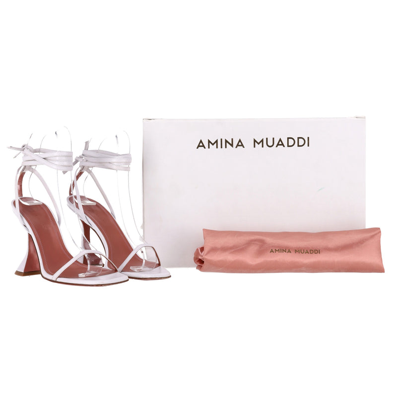 Amina Muaddi Vita 95 Leather Ankle Wrap Heels . Size 36