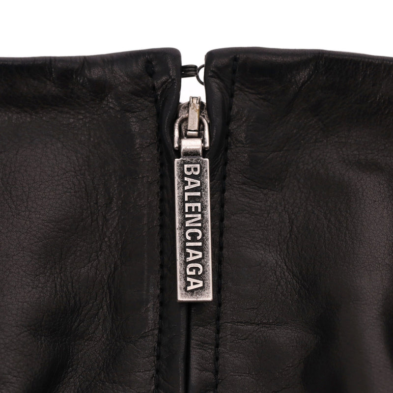 Balenciaga Leather Godet Skirt. Size 38FR