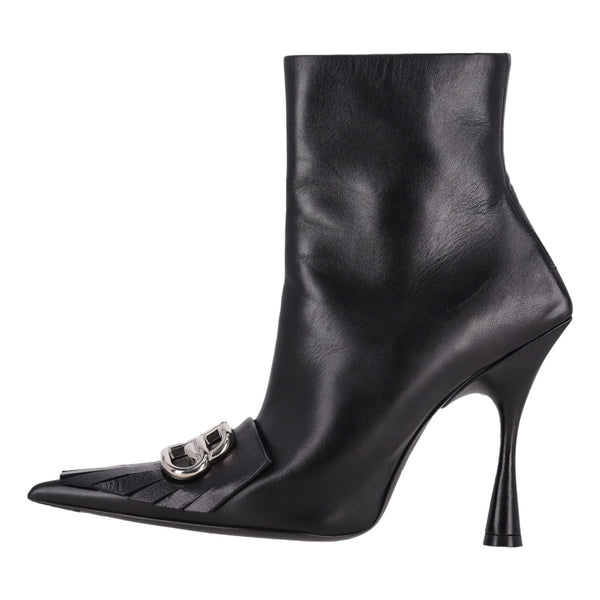 Balenciaga Knife BB Logo Fringed Leather Ankle Boots. Size 38.5