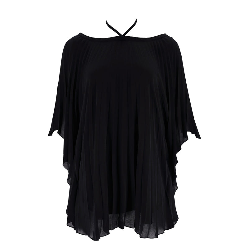 Balenciaga Pleated Flowy Top With Tie-Up Neck. Size 34FR