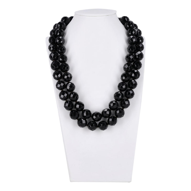 Bottega Veneta Black Onyx & Sterling Silver Beaded Necklace & Matching Earrings Set