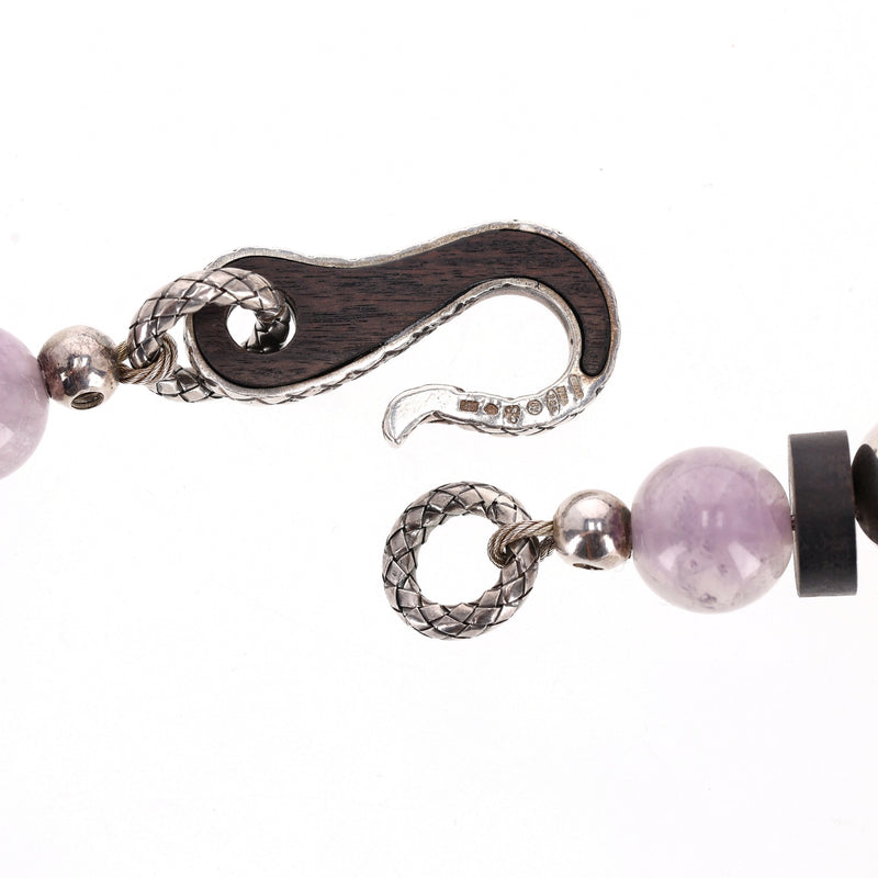 Bottega Veneta Amythest,  Rose Quartz, Sterling Silver & Wood Necklace with Onyx Faceted Drop Earrings