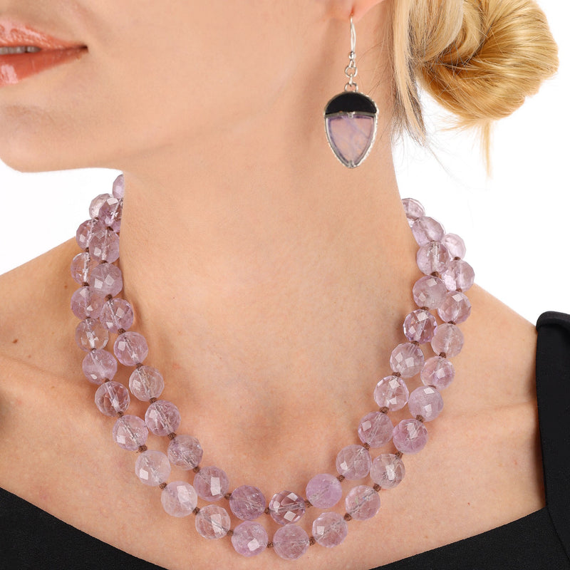 Bottega Veneta Rose Quartz Beaded Necklace &amp; Matching Earrings Set