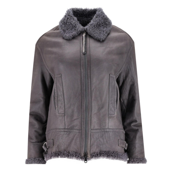 Brunello Cucinelli Leather & Shearling Jacket. Size 38IT