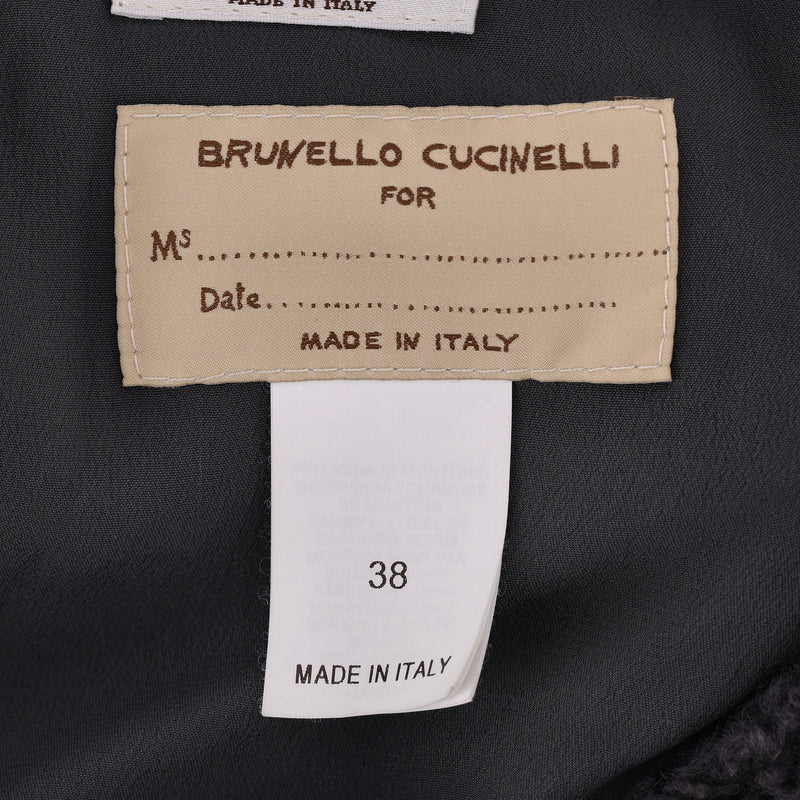 Brunello Cucinelli Leather & Shearling Jacket. Size 38IT