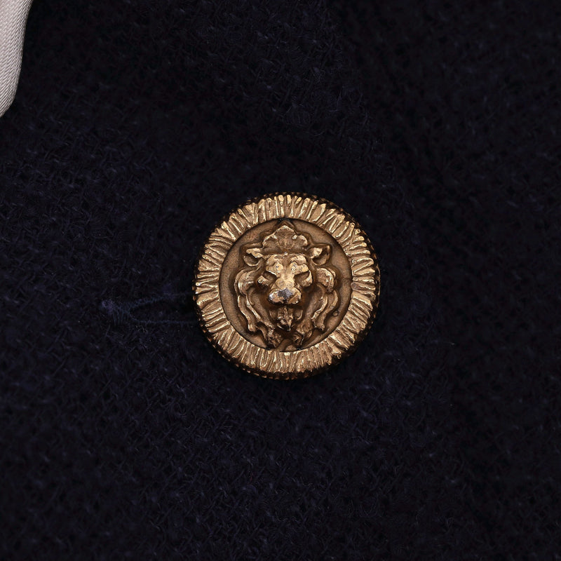 Chanel Creations 1970's Bow Detail Wool Dress With Lion Head Buttons. Size S