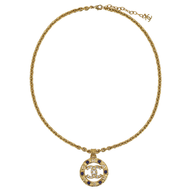 Chanel Gripoix & Crystal 'CC' Logo Medallion Necklace