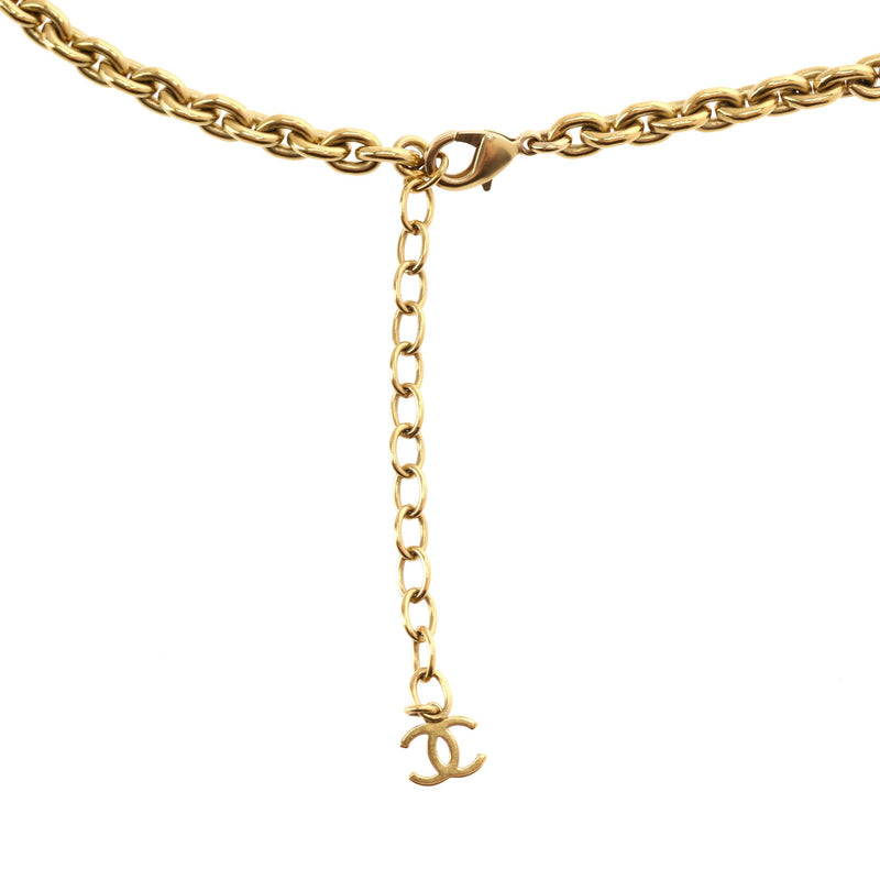 Chanel Gripoix & Crystal 'CC' Logo Medallion Necklace