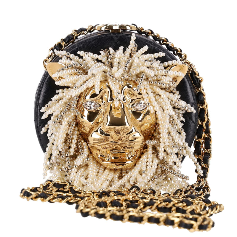 Chanel Lion Head Pearl & Leather Evening Bag