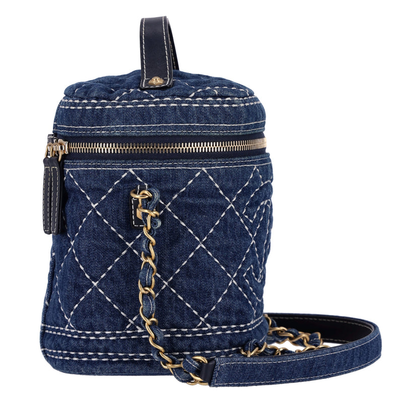 Chanel Quilted Denim Vanity Bag