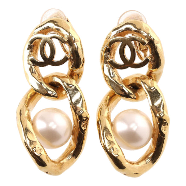 Chanel 'CC' Logo & Pearl Dangle Earrings