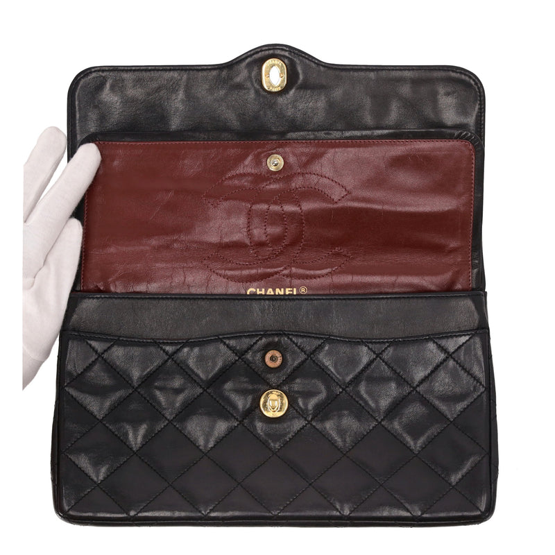 Chanel Vintage Quilted Leather Two Tone 'CC' Closure Double Flap Bag