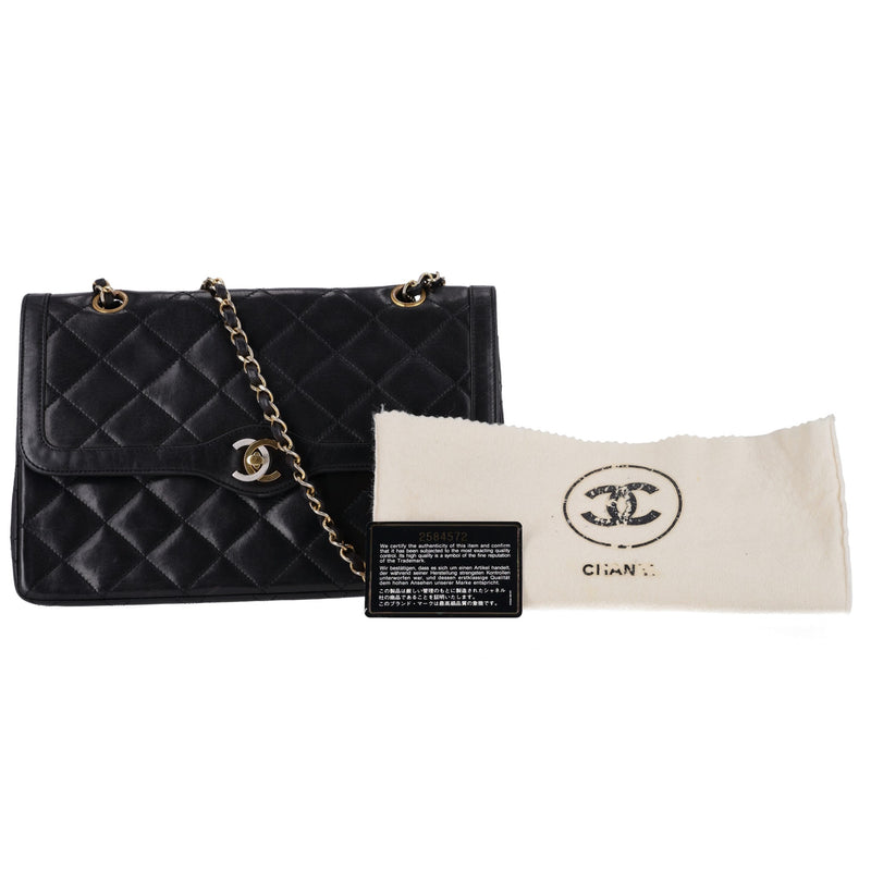 Chanel Vintage Quilted Leather Two Tone 'CC' Closure Double Flap Bag