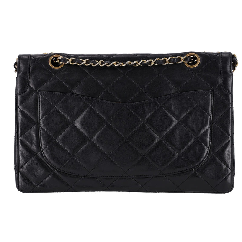 Chanel Vintage Quilted Leather Two Tone 'CC' Closure Double Flap Bag