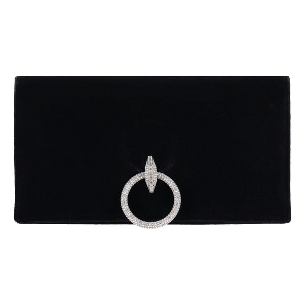 Chanel Crystal Detailed Velvet Clutch Bag