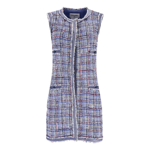 Chanel Front Zip Multicoloured Tweed Dress. Size 36FR