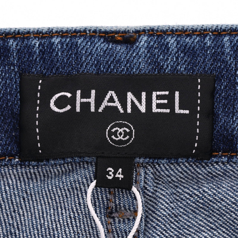 Chanel Cuba Collection Painted Cotton Jeans. Size 34FR