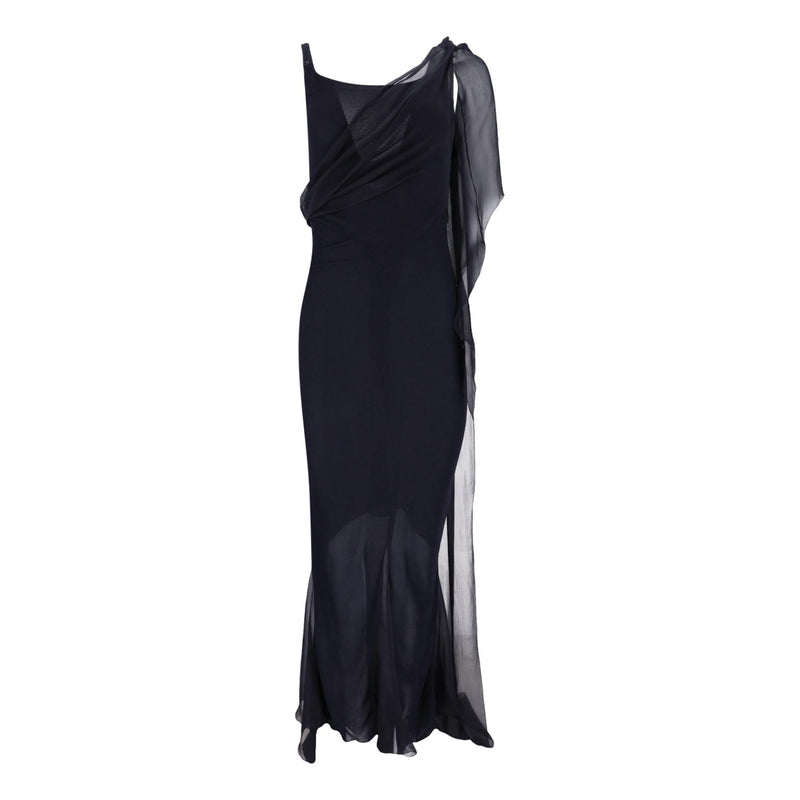 Chanel Silk Chiffon Draped Evening Gown. Size 38FR