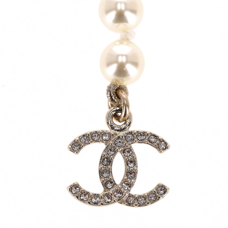 Chanel Camellia Flower, 'CC' Logo, Pearl & Strass Drop Earrings