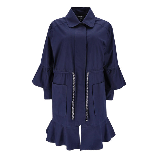 Chanel Cotton Layered Drawstring Coat. Size 36FR