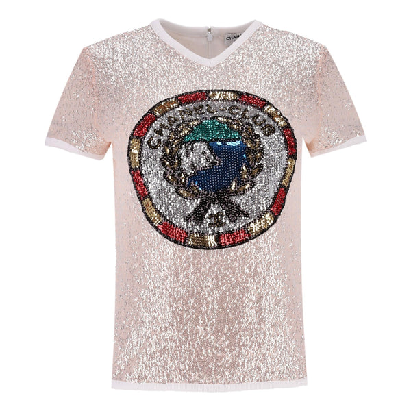 Chanel Cruise Collection 2023 - Sequin Top With Logo Design. Size 38FR
