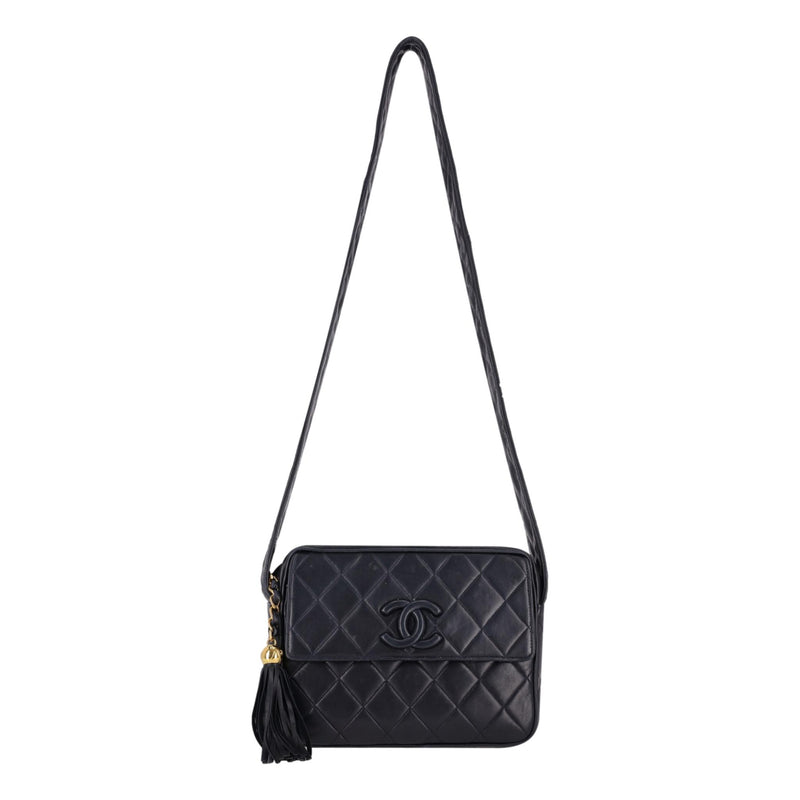 Chanel Lambskin Quilted Tassel Detail Camera Crossbody Bag