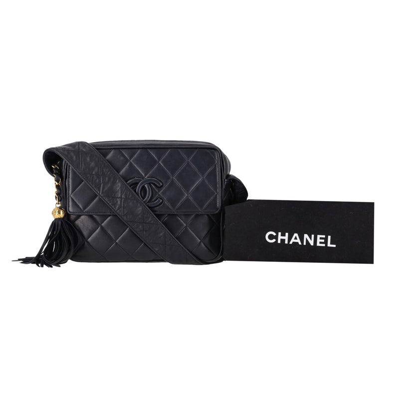 Chanel Lambskin Quilted Tassel Detail Camera Crossbody Bag