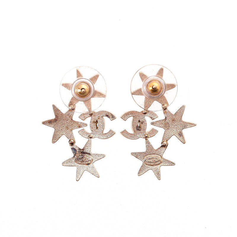 Chanel 'CC' Logo Star Crystal & Pearl Earrings