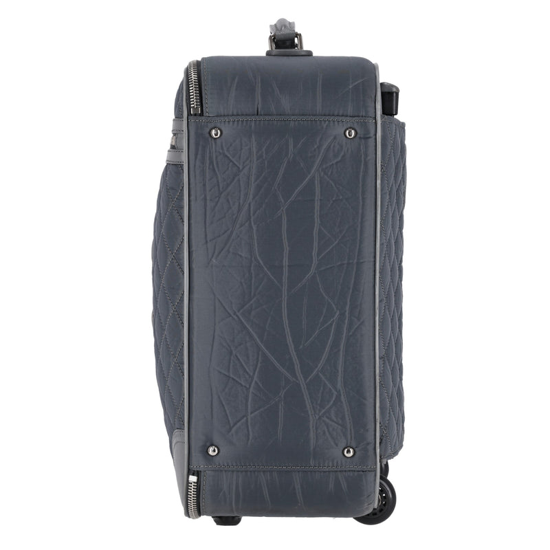 Chanel Diamond Quilted Nylon & Leather 'CC' Trolley Luggage