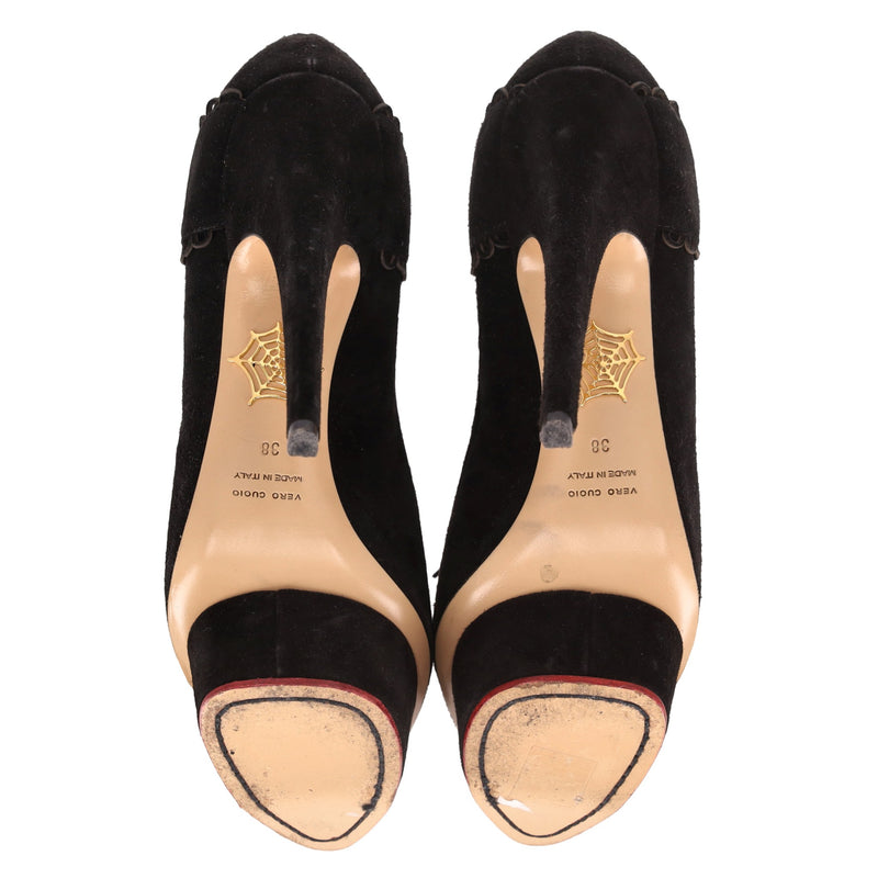 Charlotte Olympia Ophelia Suede Platform Heels. Size 38