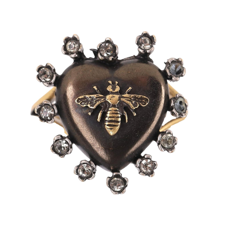 Dior Crystal Heart-Shaped Bee Ring