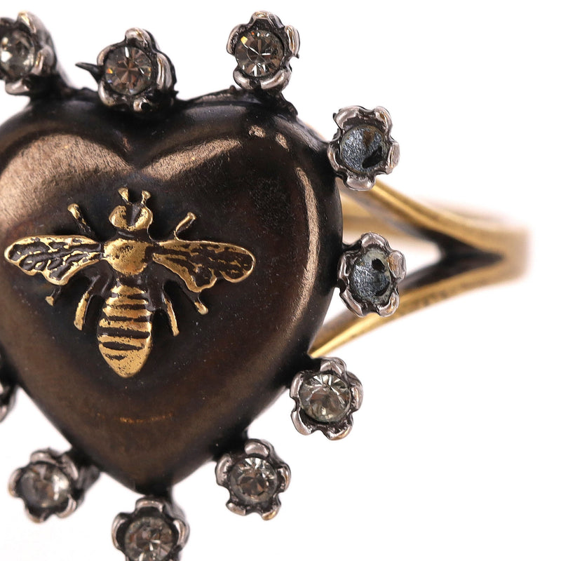 Dior Crystal Heart-Shaped Bee Ring