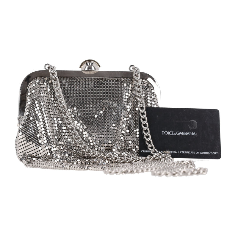 Dolce & Gabbana Drape Detail Metal Mesh Evening Bag