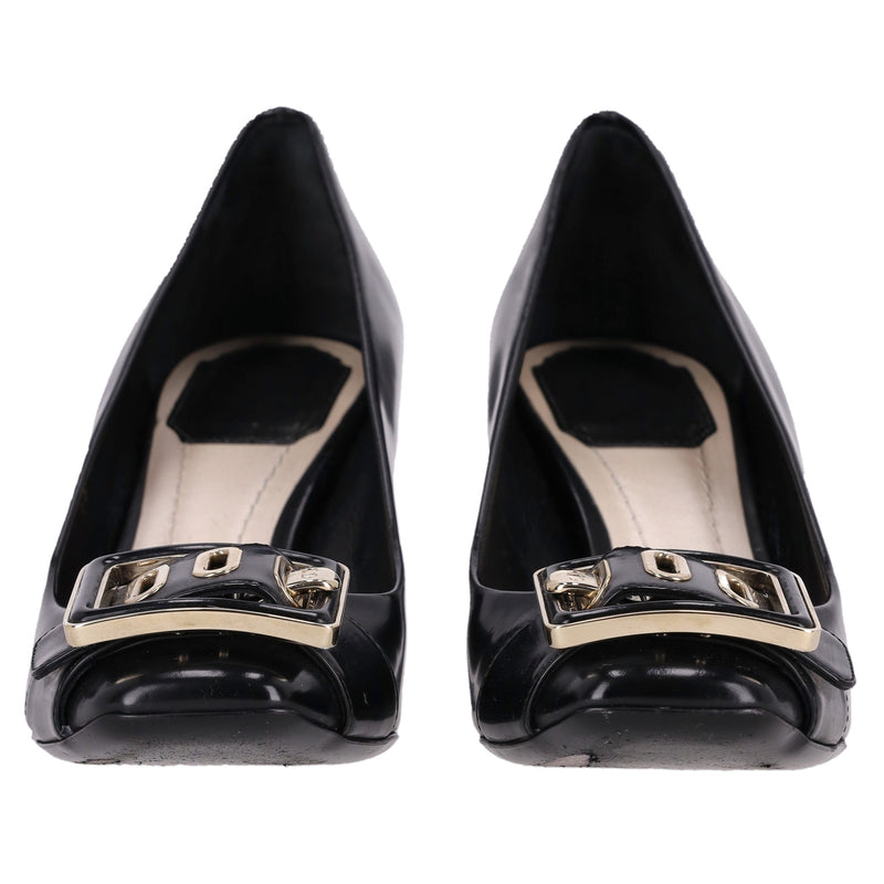 Dior Leather 'CD' Buckle Detail Pumps. Size 37