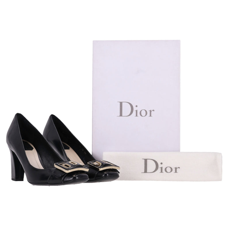 Dior Leather 'CD' Buckle Detail Pumps. Size 37